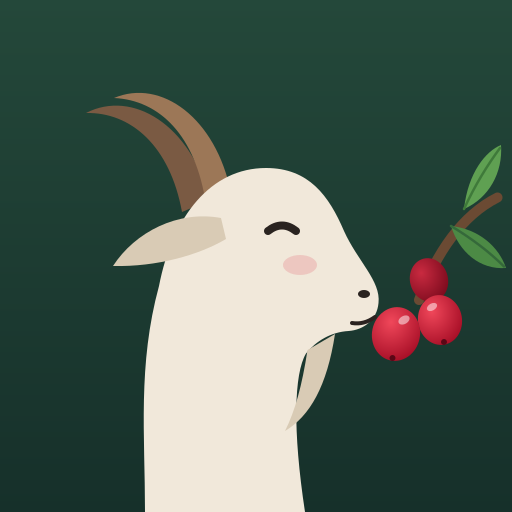 Kaldi app icon: a goat with coffee cherries